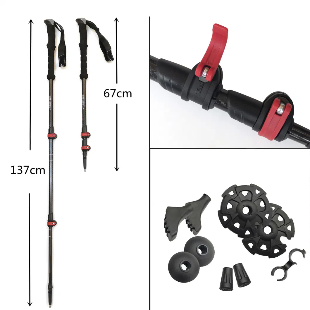 Custom 3-Section Telescopic Folding Tracking Walking Hiking Sticks Trekking Poles