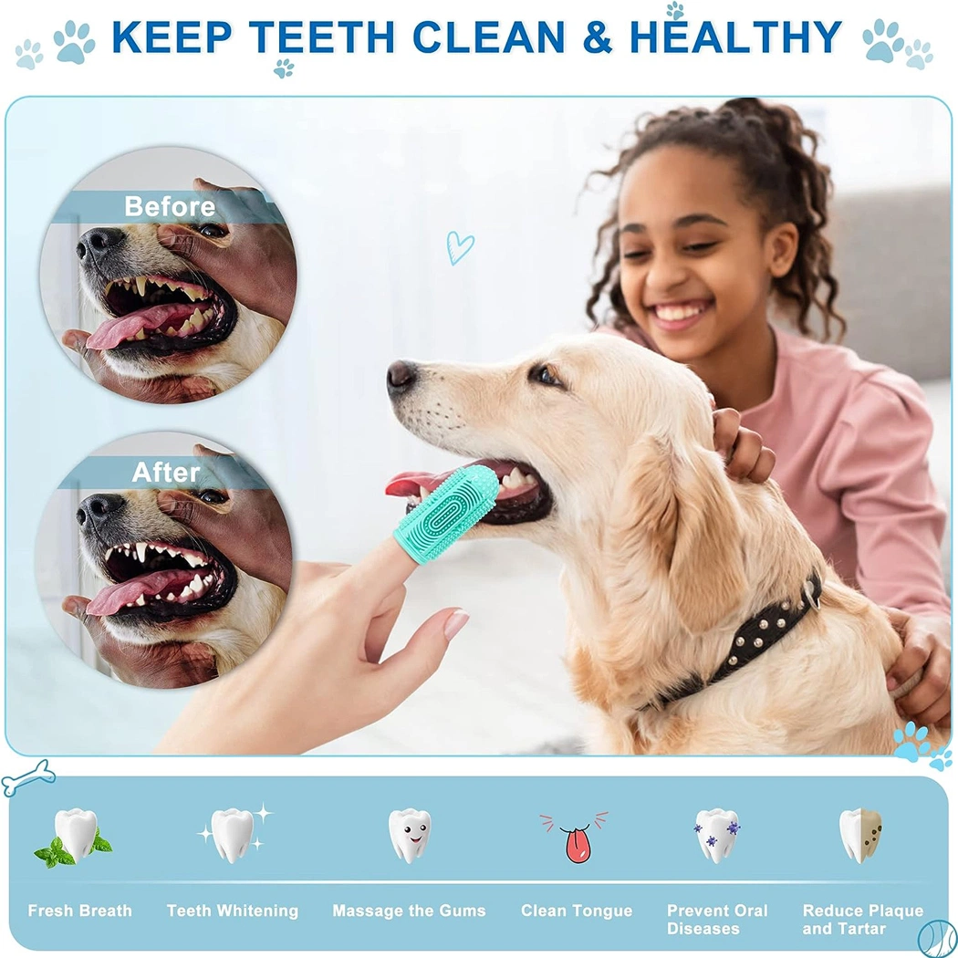 Eco Friendly 360-Degree for Cleaning Pet Teeth Silicone Pet Finger Toothbrush