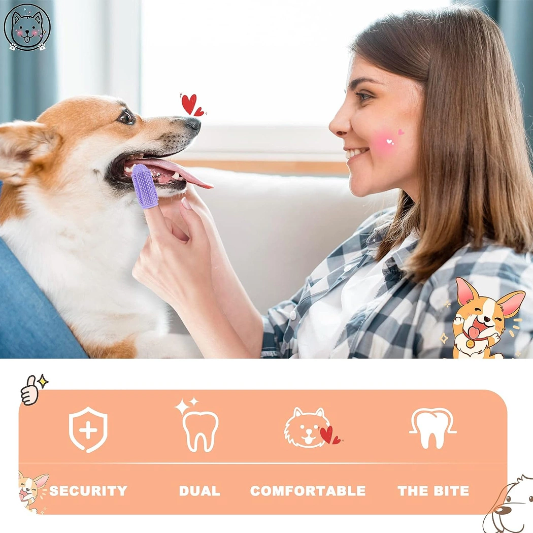 Eco Friendly 360-Degree for Cleaning Pet Teeth Silicone Pet Finger Toothbrush