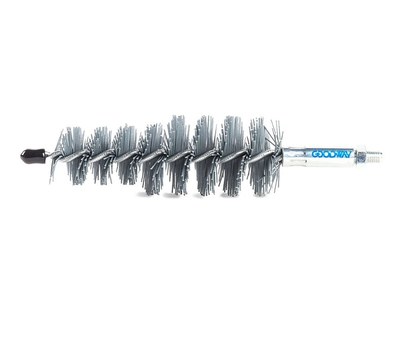 Abrasive Nylon Single Spiral Wire Bristles Spin Grit Internal Tube Cleaning Brush with Thread